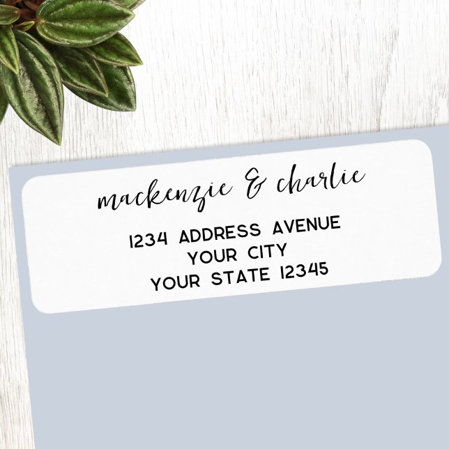 Etiqueta Guión moderno simple dirección de devolución perso (Modern script return address label)