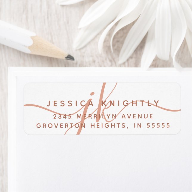 Etiqueta Guión monograma moderno Iniciales Terracotta (In situ)