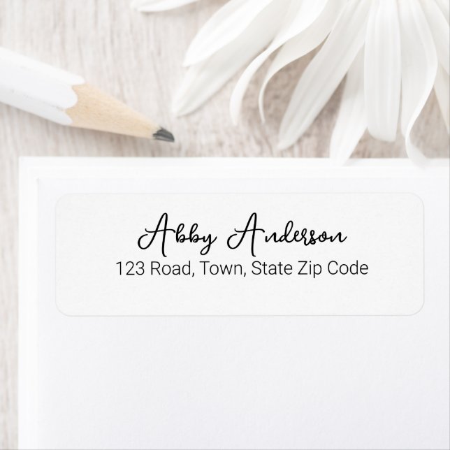 Etiqueta Guión negro moderno simple | Blanca (In situ)