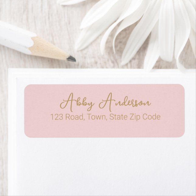 Etiqueta Guión oro moderno simple | Rosa (In situ)