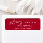 Etiqueta Guión simple Merry Christmas Red Return Address<br><div class="desc">Simple Script Merry Christmas Red Return Etiqueta. Haga clic en el botón de edición/personalización para personalizar de este diseño con sus fotos y texto.</div>