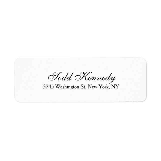 Etiqueta Guión único creativo blanco negro plano (Frente)