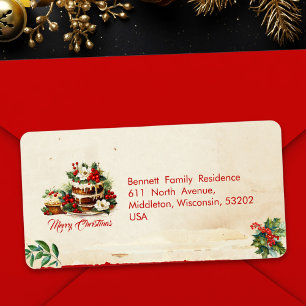 Etiqueta Guión vintage Dirección de Navidades Rojos Rústico