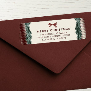 Etiqueta Guirnalda de Navidad con Rayas Rojas Dirección de