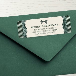 Etiqueta Guirnalda de Navidad con Rayas Verdes con Direcció