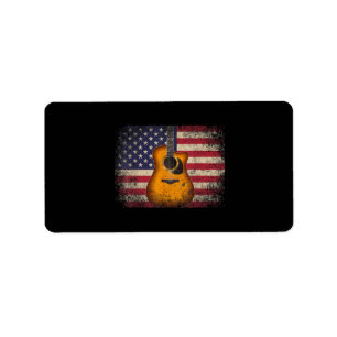 Etiqueta Guitarra 4 de julio Regalo Bandera Americana USA -