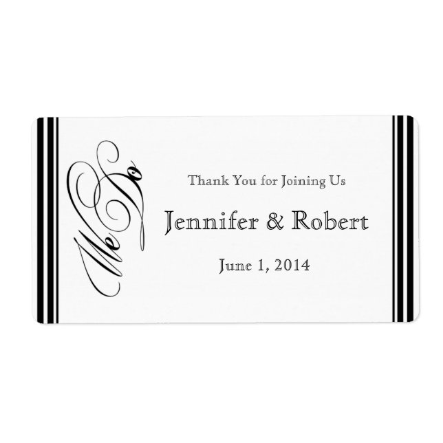 Etiqueta Hacemos marco moderno Botella de agua blanca y neg (Frente)