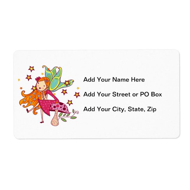 Etiqueta Hada del jardín en seta (Frente)