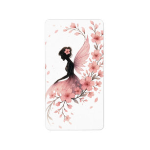 Etiqueta Hada Rosa con Flores de Sakura