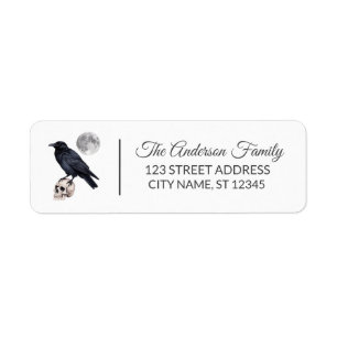 Etiqueta Halloween Black raven Crow Personalizado