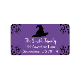 Etiqueta Halloween Black Witch Gorra & Purple