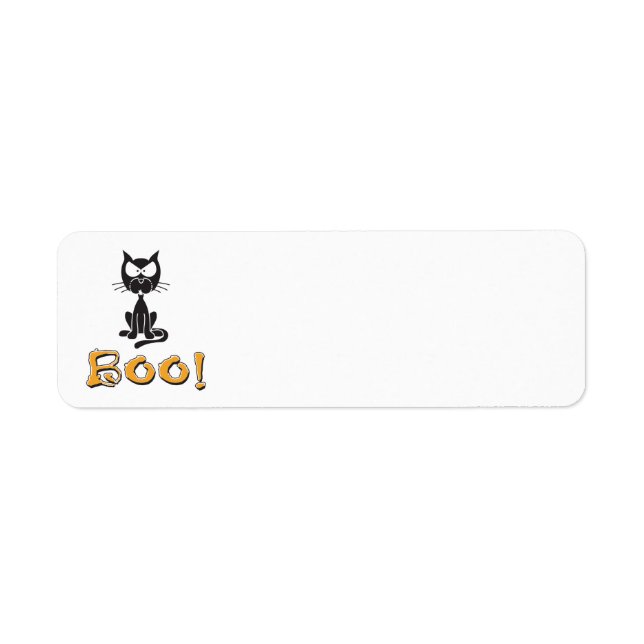 Etiqueta Halloween Boo Black Cat (Frente)