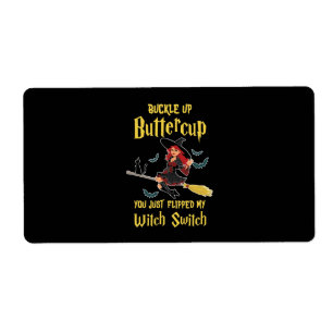 Etiqueta Halloween Buckup Buttercup Witch Switch