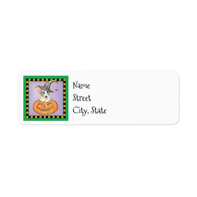 Etiqueta Halloween Cardigan Welsh Corgi (Frente)