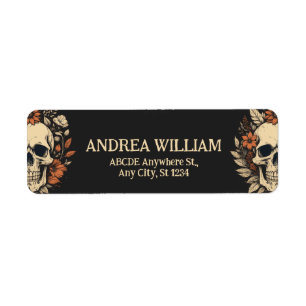 Etiqueta Halloween de cumpleaños de Skullhead