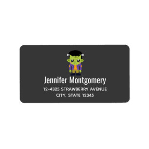 Etiqueta Halloween de Monstruo Frankenstein Verde