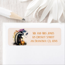 Etiqueta Halloween de zorrillo acuarela - Personalizado