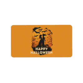 Etiqueta Halloween-Duo im Mondlicht