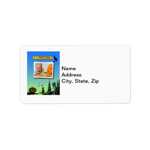 Etiqueta Halloween Dusk con Witch Añadir marco fotográfico