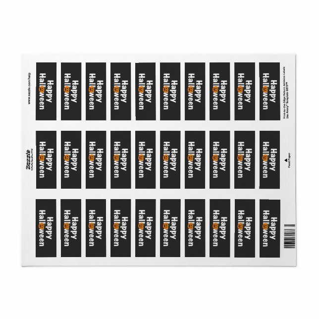 Etiqueta Halloween feliz calabaza tácular Jack-lantern (Hoja Entera)