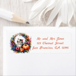 Etiqueta Halloween Floral Wreath La dirección de retorno de