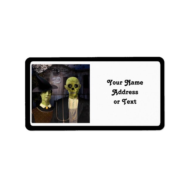 Etiqueta Halloween gótico americano (Frente)