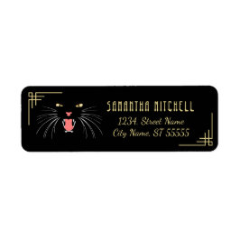 Etiqueta Halloween Hissing Cat Black Elegant Address Labs