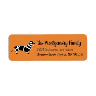 Etiqueta Halloween Mamá Dachshund y nombre de familia