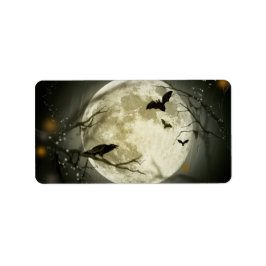 Etiqueta Halloween Moon Spooky Crows