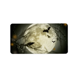 Etiqueta Halloween Moon Spooky Crows