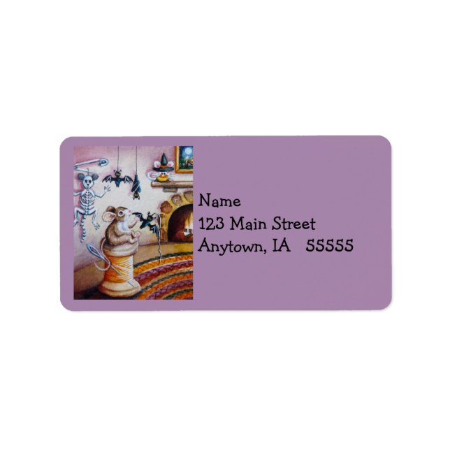 Etiqueta Halloween Mouse colgando decoraciones de murciélag (Frente)