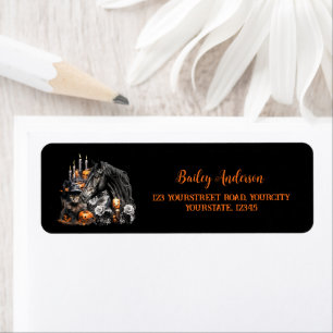 Etiqueta Halloween negro Caballo negro Gato espeluznante