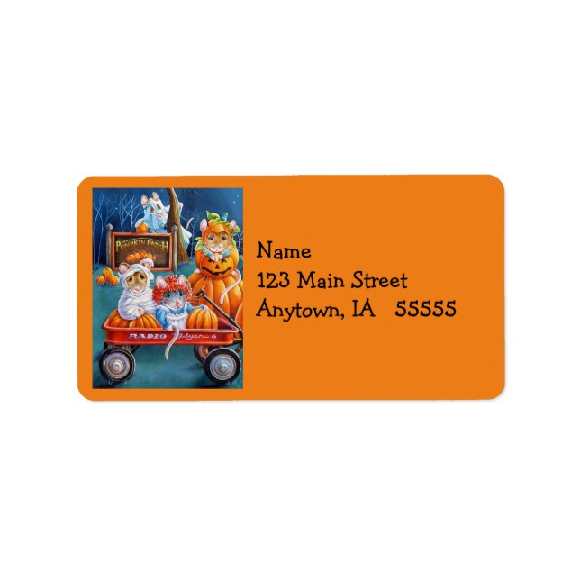 Etiqueta Halloween ratones en arte acuarela de parche de ca (Frente)