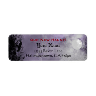 Etiqueta Halloween Raven Purple Sky Personalizado nueva dir