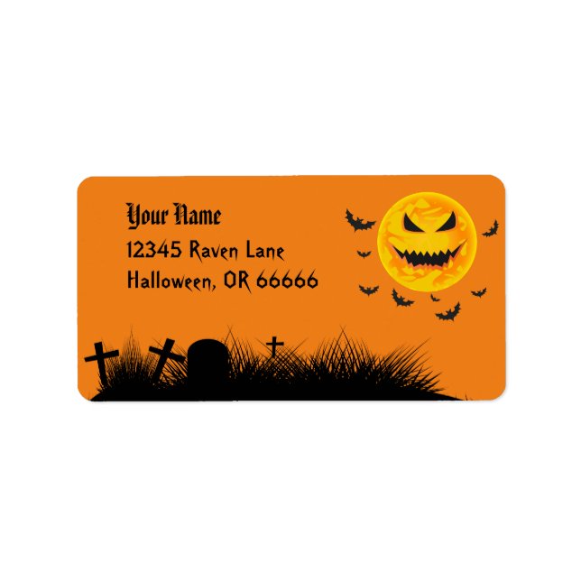 Etiqueta Halloween Scary Sun Graveyard (Frente)