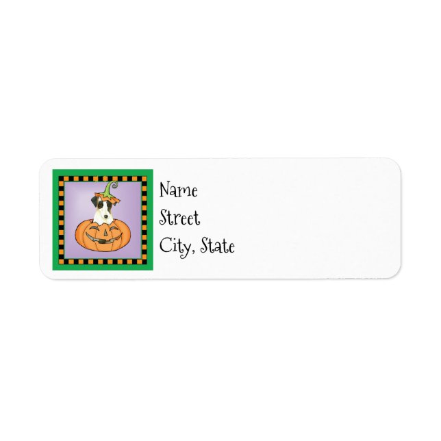 Etiqueta Halloween Smooth Fox Terrier (Frente)