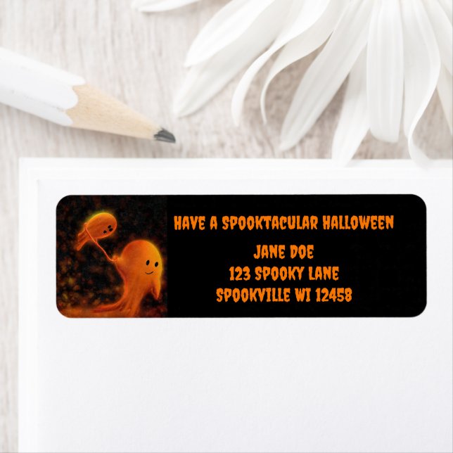 Etiqueta Halloween Spooktacular con fantasma (In situ)