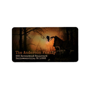 Etiqueta Halloween Spooky Black Raven Personalizado