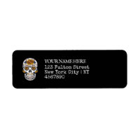 Halloween Sugar Skull Black Return Address