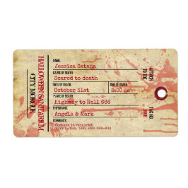 Etiqueta Halloween Toe Tag Haunted Sanitarium Fiesta