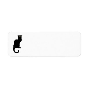 Etiqueta Halloween vintage, espeluznante gato negro de esti