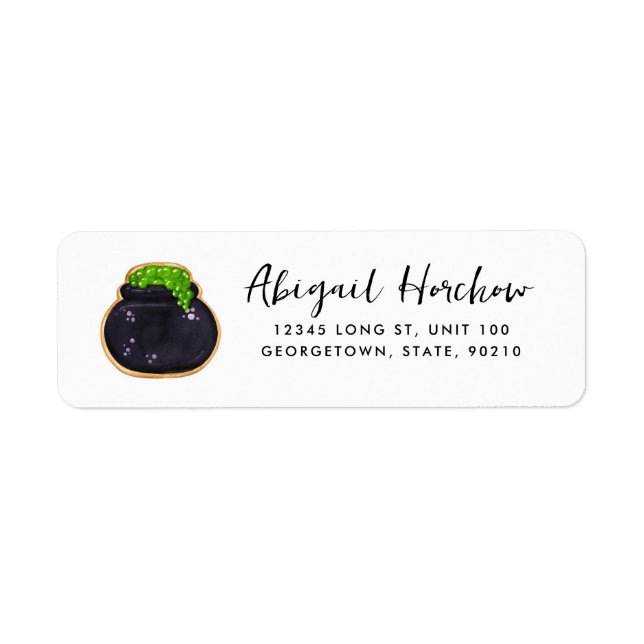 Etiqueta Halloween Witch Cauldron Cookie Personalizable (Frente)