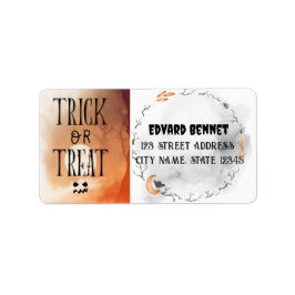 Etiqueta Hallowen otoño Moon Bat Ghost