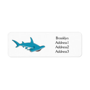 Etiqueta Hammerhead shark cartoon illustration 