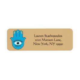Etiqueta Hamsa Hand Greek Evil Eye Blue