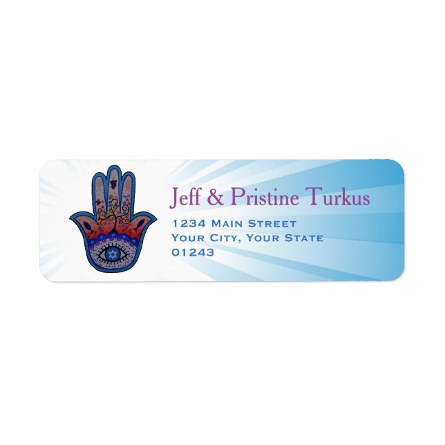 Etiqueta Hamsa Judaica Tree of Life (Frente)