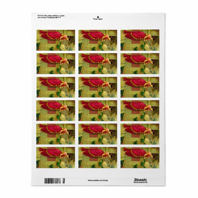 Etiqueta Hamsa y Damayanti por Raja Ravi Varma (Hoja Entera)