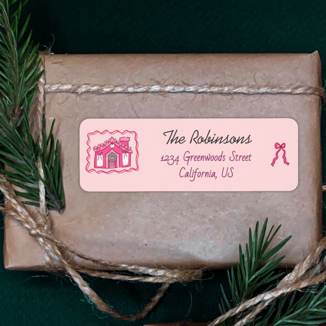 Etiqueta Hand Drawn coquette doodle pink christmas (Subido por el creador)