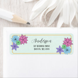 Etiqueta Hand-Drawn Flower Return Address Stickers