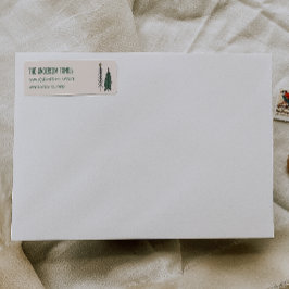 Etiqueta Hand Drawn Painted Abstract Christmas Tree Address